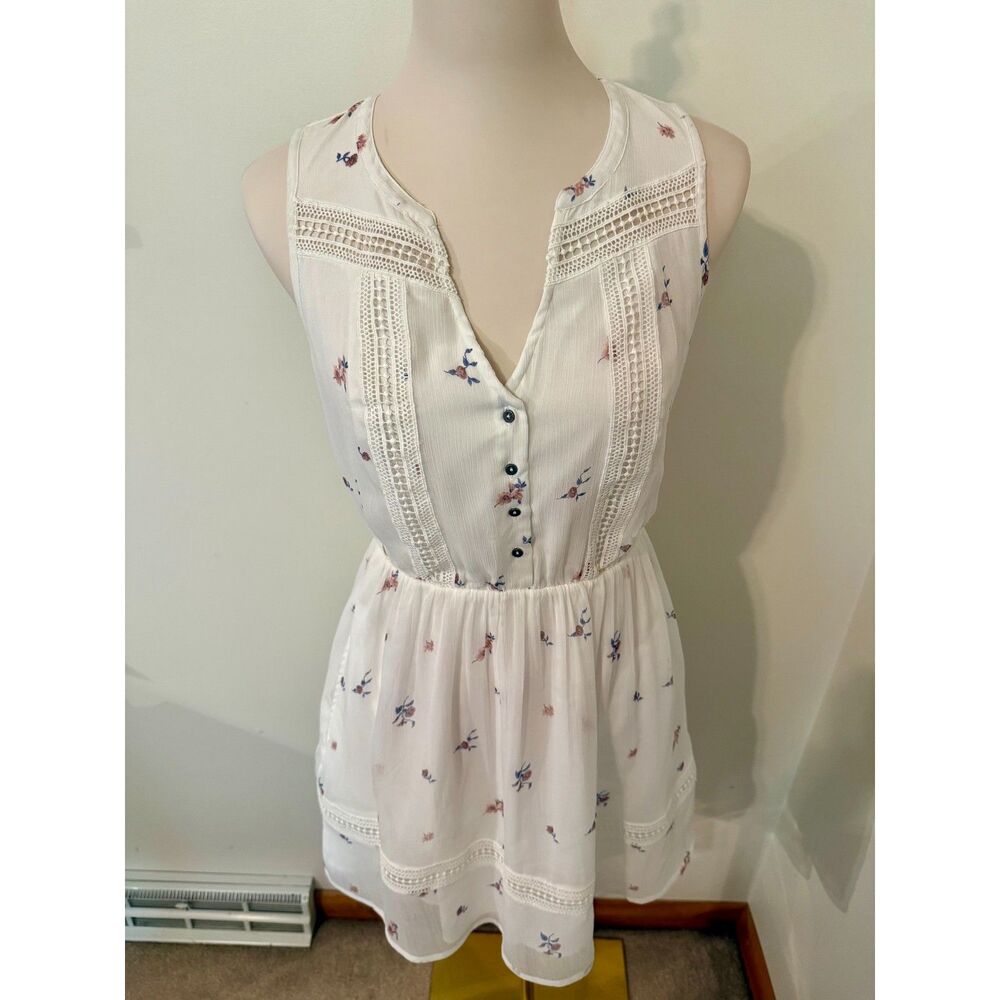 Abercrombie & Fitch Paradise Floral Lace Romper XS NWT White Pink Boho
